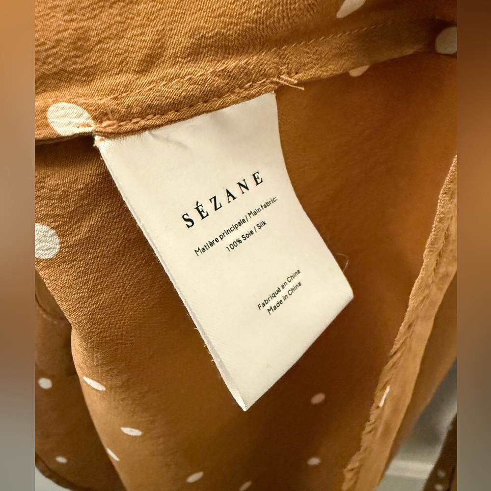 Sezane Ana shirt Polka Dot Button-Up Blouse in Brown size 36 - Picture 6 of 8